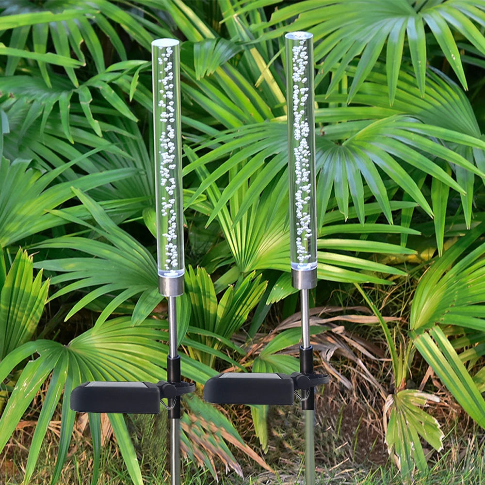 1 ud./2 uds. Luces solares de jardín, luces de tubo solares, luz de burbuja acrílica Solar, luces LED solares que cambian de Color RGB para camino y césped