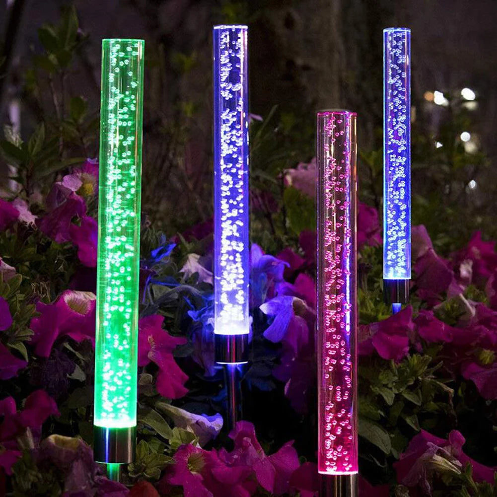 1 ud./2 uds. Luces solares de jardín, luces de tubo solares, luz de burbuja acrílica Solar, luces LED solares que cambian de Color RGB para camino y césped
