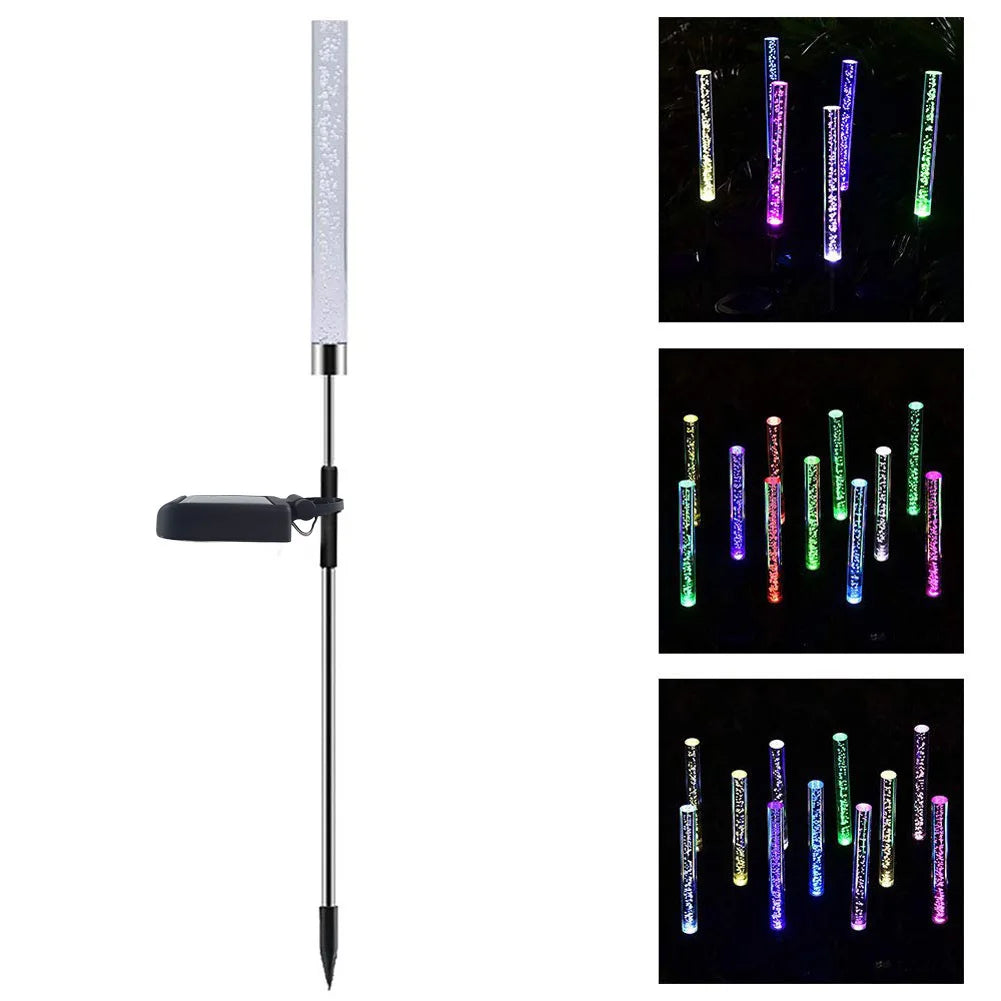 1 ud./2 uds. Luces solares de jardín, luces de tubo solares, luz de burbuja acrílica Solar, luces LED solares que cambian de Color RGB para camino y césped