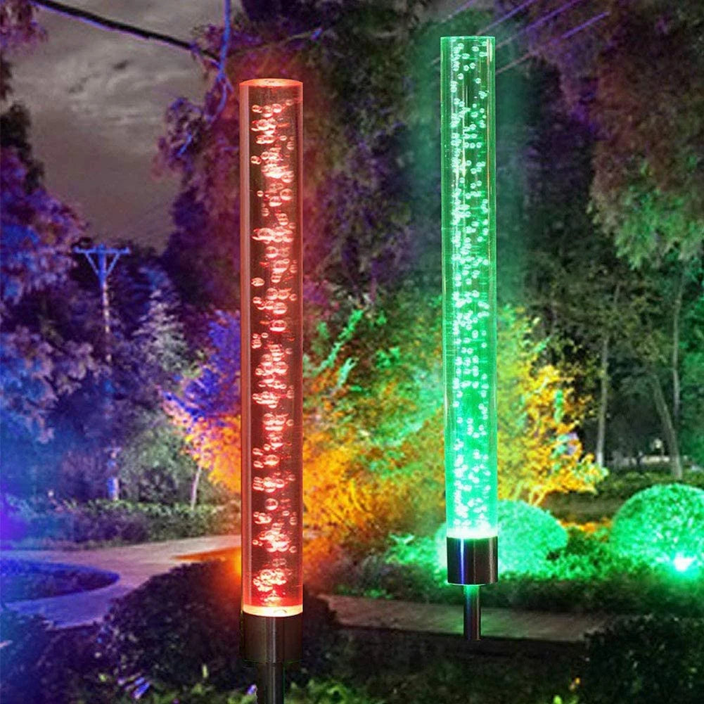 1 ud./2 uds. Luces solares de jardín, luces de tubo solares, luz de burbuja acrílica Solar, luces LED solares que cambian de Color RGB para camino y césped