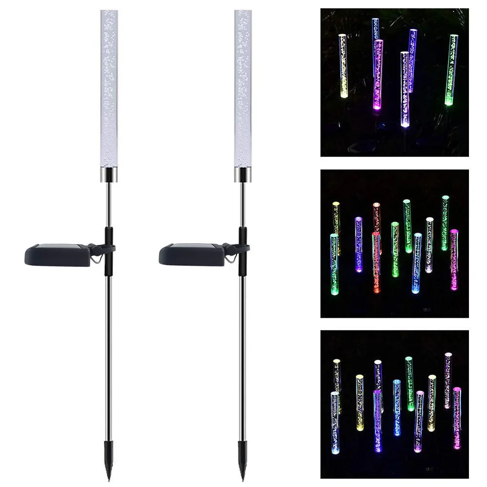 1 ud./2 uds. Luces solares de jardín, luces de tubo solares, luz de burbuja acrílica Solar, luces LED solares que cambian de Color RGB para camino y césped