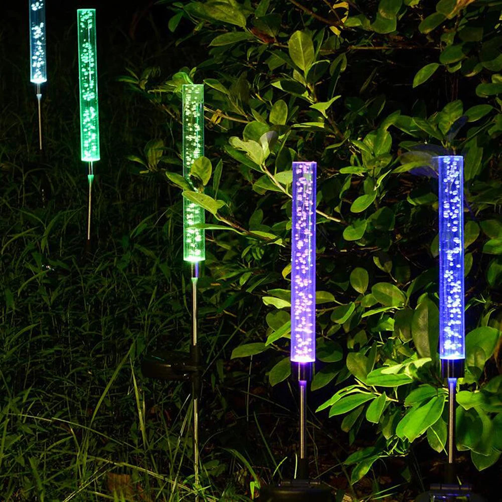 1 ud./2 uds. Luces solares de jardín, luces de tubo solares, luz de burbuja acrílica Solar, luces LED solares que cambian de Color RGB para camino y césped